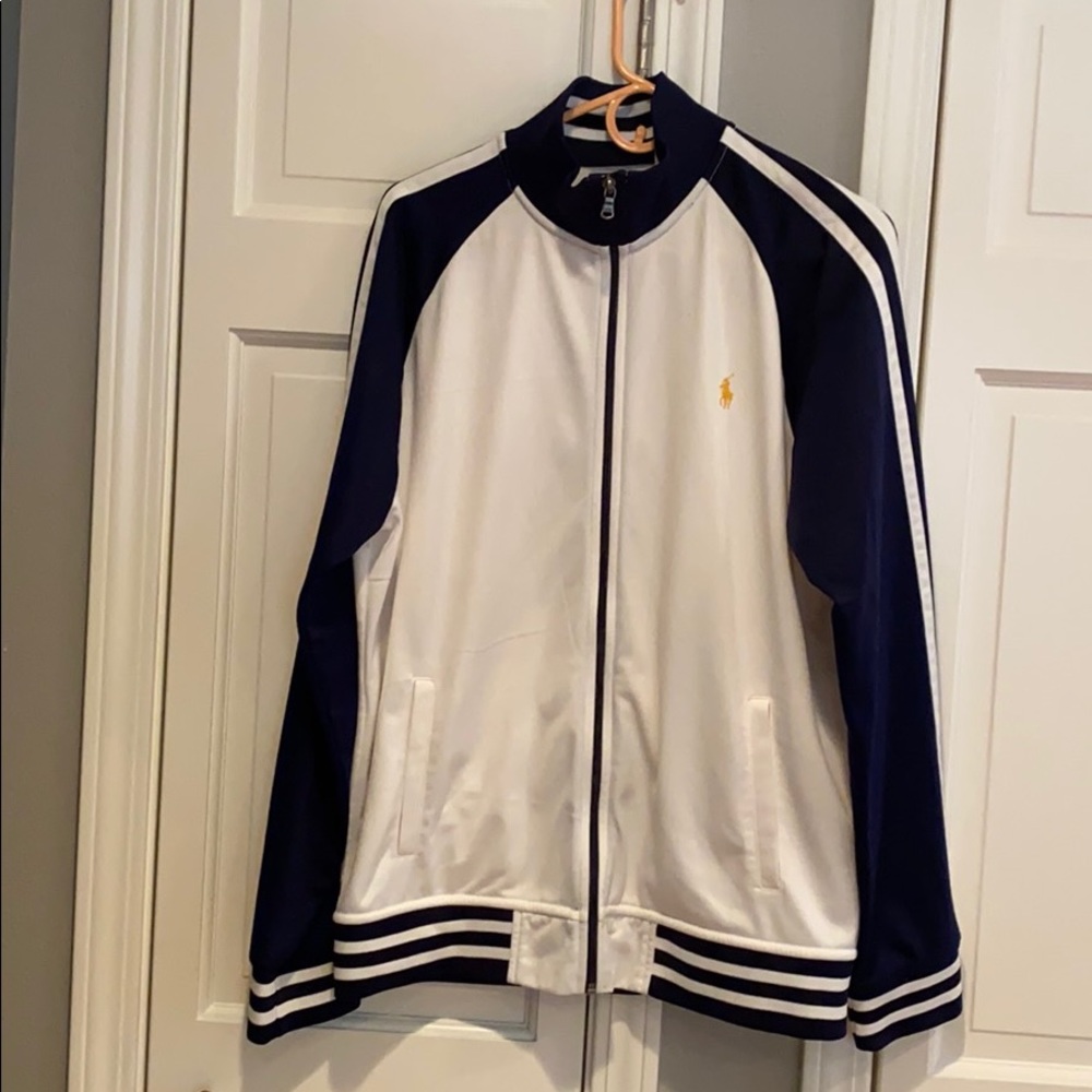 Polo by Ralph Lauren blue/ cream warm up jacket.